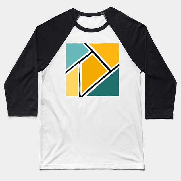 Mint and gold abstract geometric pattern Baseball T-Shirt by bigmoments